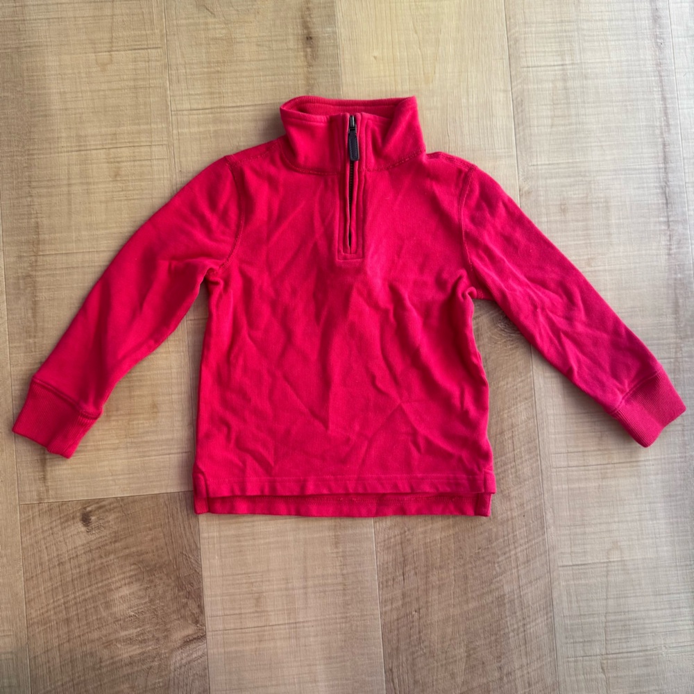 Crewcuts‎ J.Crew Kids Red 100% Cotton Quarter Zip Pullover Sweater Size 3